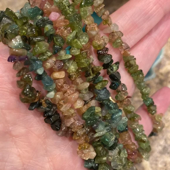 2 Vintage Tourmaline (?) Necklaces Multicolored Pink Green Watermelon Colors - Picture 6 of 11